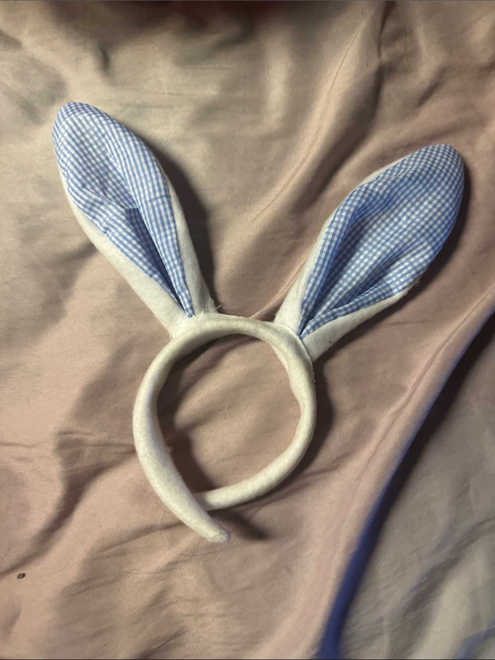 Blue Gingham Bunny Ear Headband